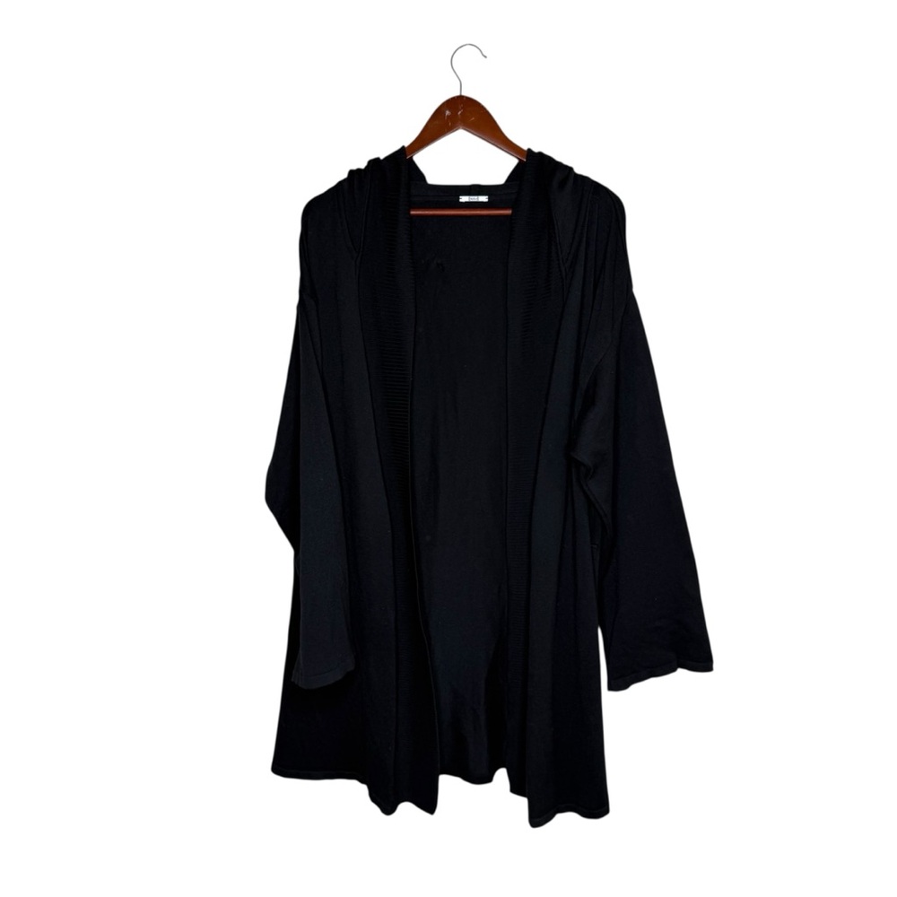 Wolford Solid Black Hooded Cashmere Blend Cardigan Sweater Loungewear Old Money